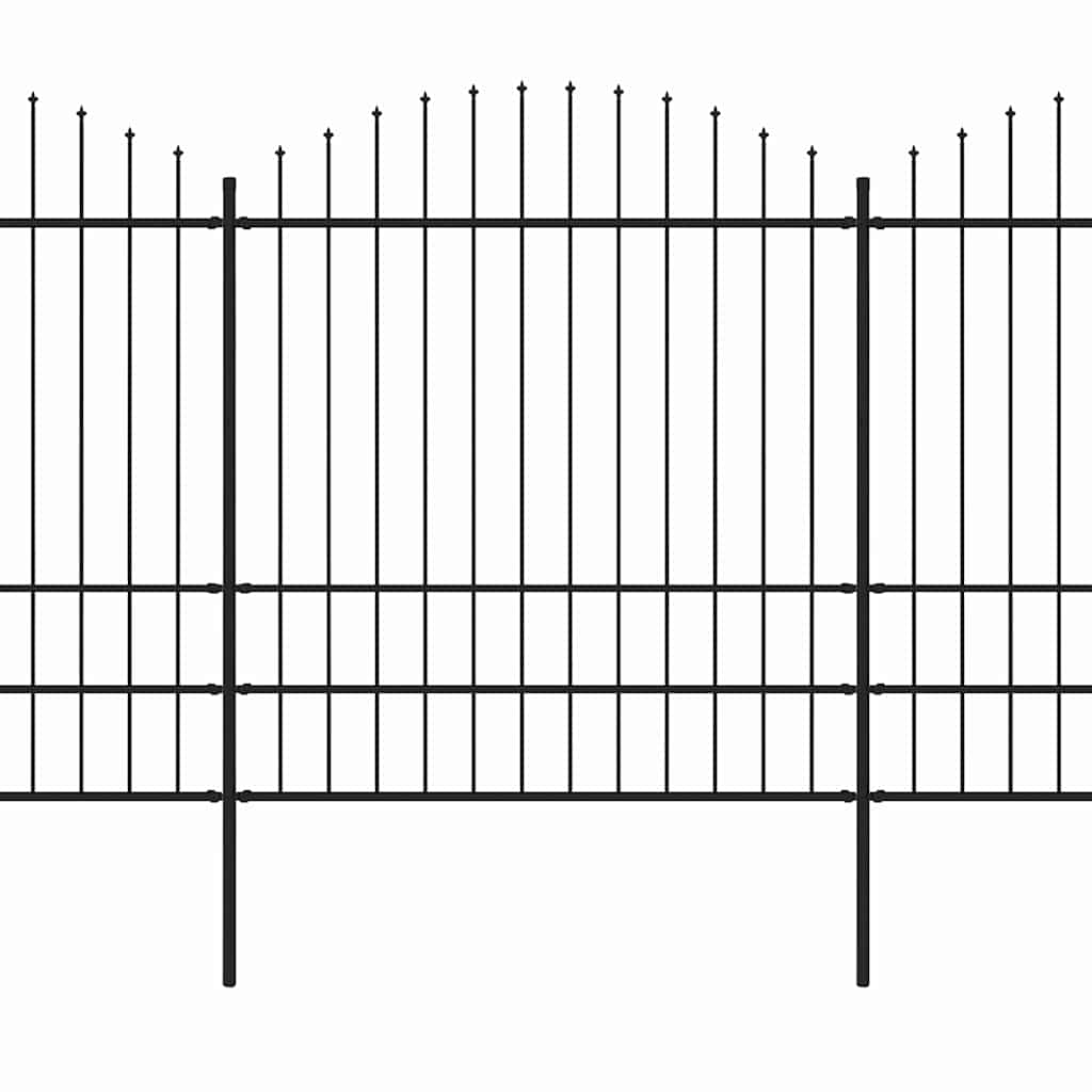 Fekete acélkerítés lándzsás tetejű 671 x 200 cm 2