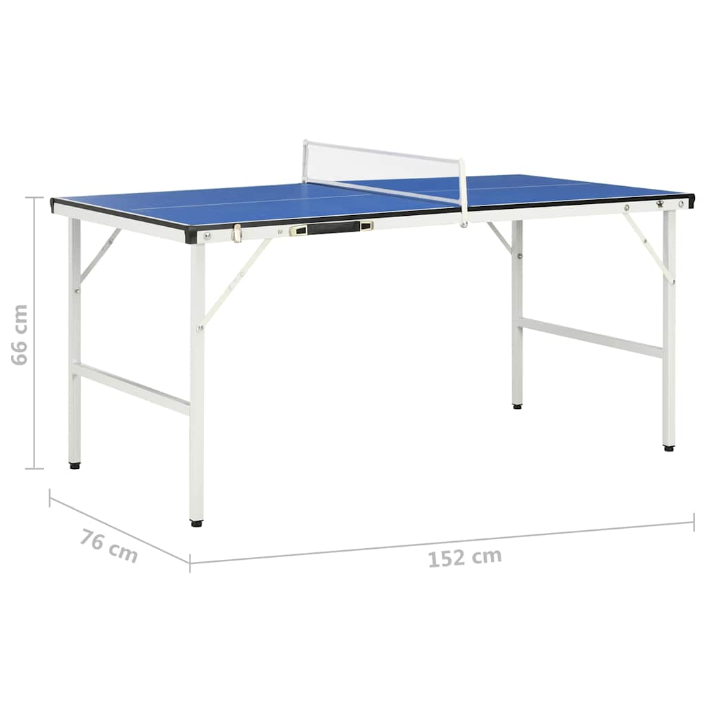 1,5 méteres kék pingpongasztal hálóval 152 x 76 x 66 cm 10