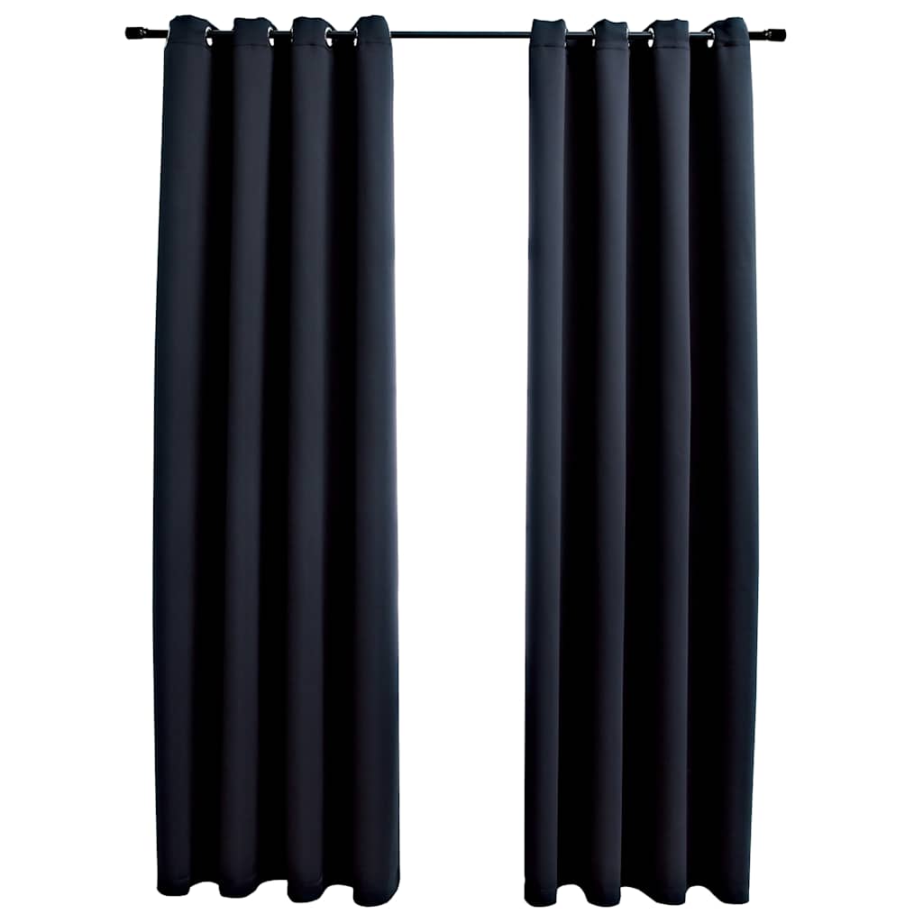 2 db fekete sötétítőfüggöny fémgyűrűkkel 140 x 225 cm 2