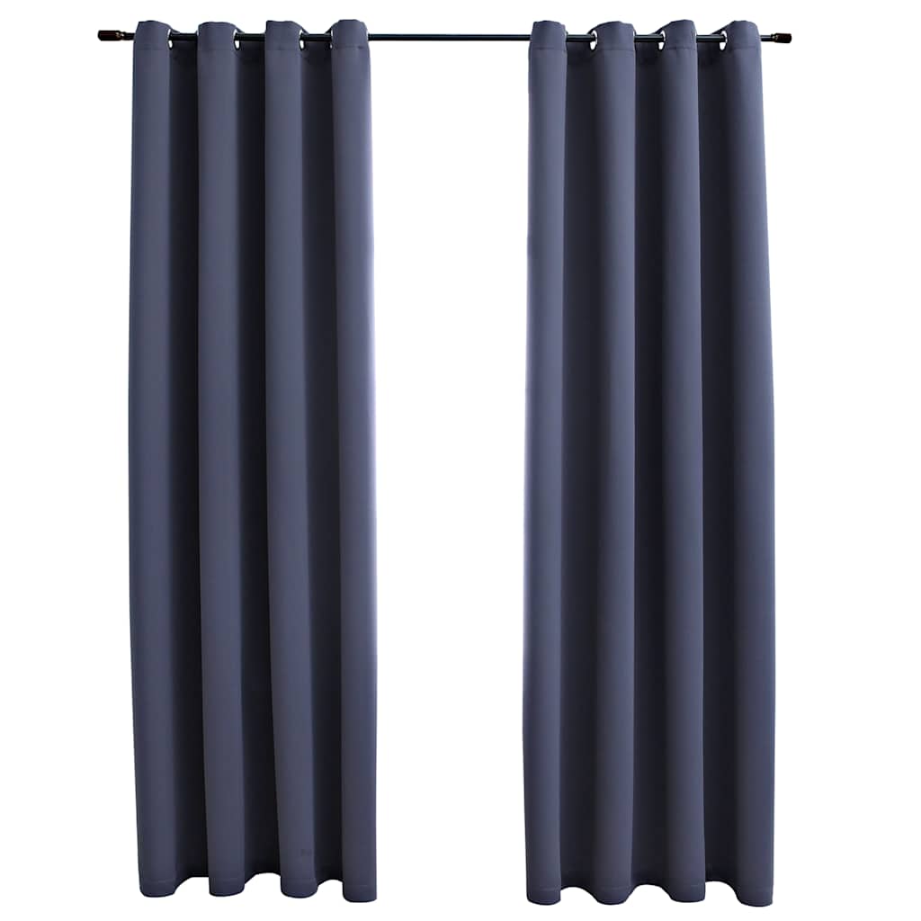 2 db antracitszürke sötétítőfüggöny fémgyűrűkkel 140 x 245 cm 2