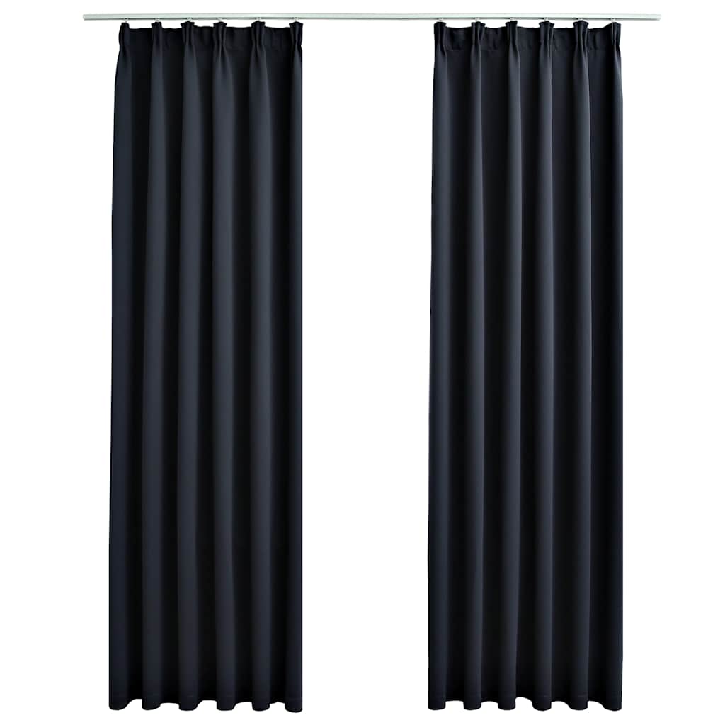2 db antracitszürke sötétítőfüggöny kampókkal 140 x 245 cm 2