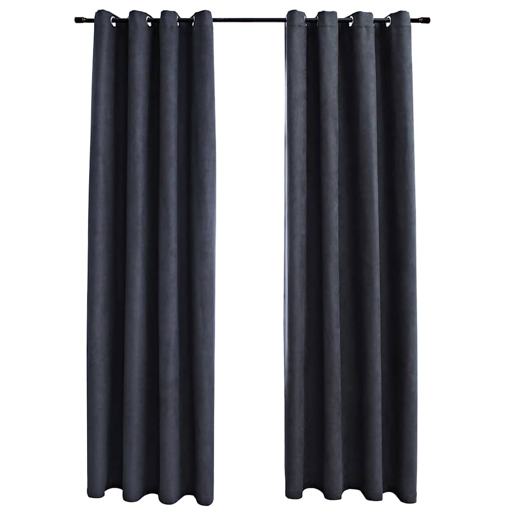 2 db antracitszürke sötétítőfüggöny fémgyűrűkkel 140 x 175 cm 2