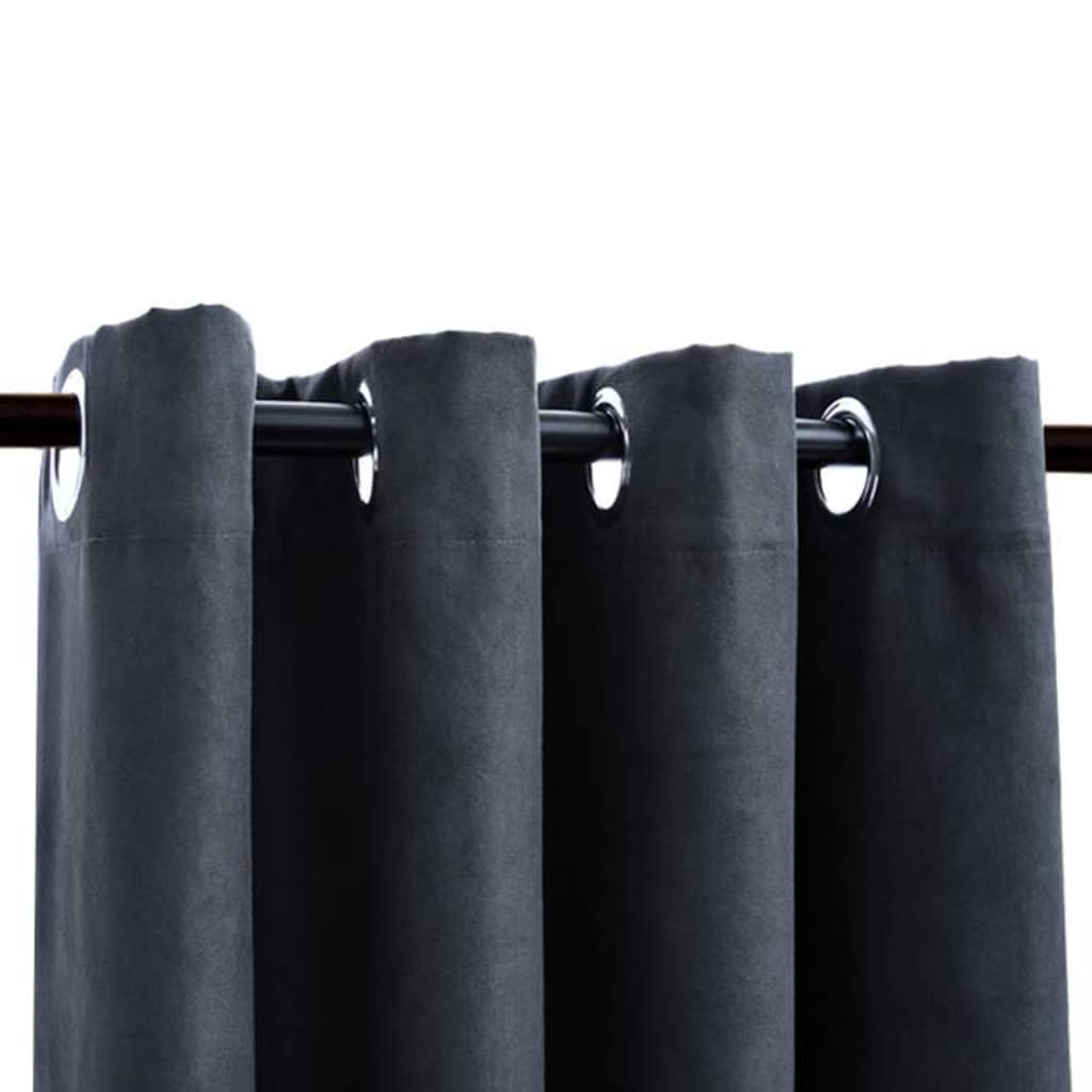 2 db antracitszürke sötétítőfüggöny fémgyűrűkkel 140 x 175 cm 3