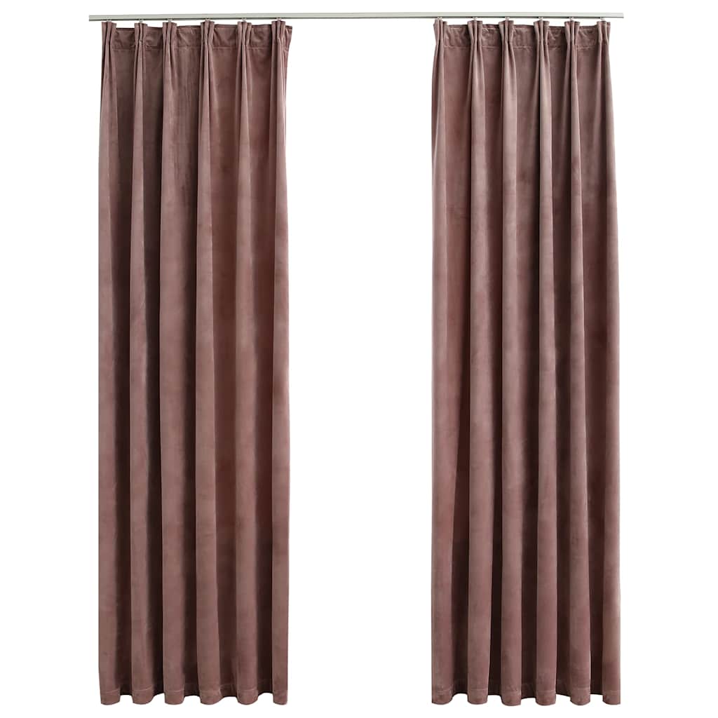 2 db antik rózsaszín sötétítőfüggöny kampókkal 140 x 225 cm 2