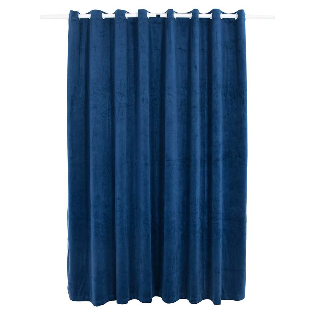 Sötétkék bársony sötétítőfüggöny fémkarikákkal 290 x 245 cm 2