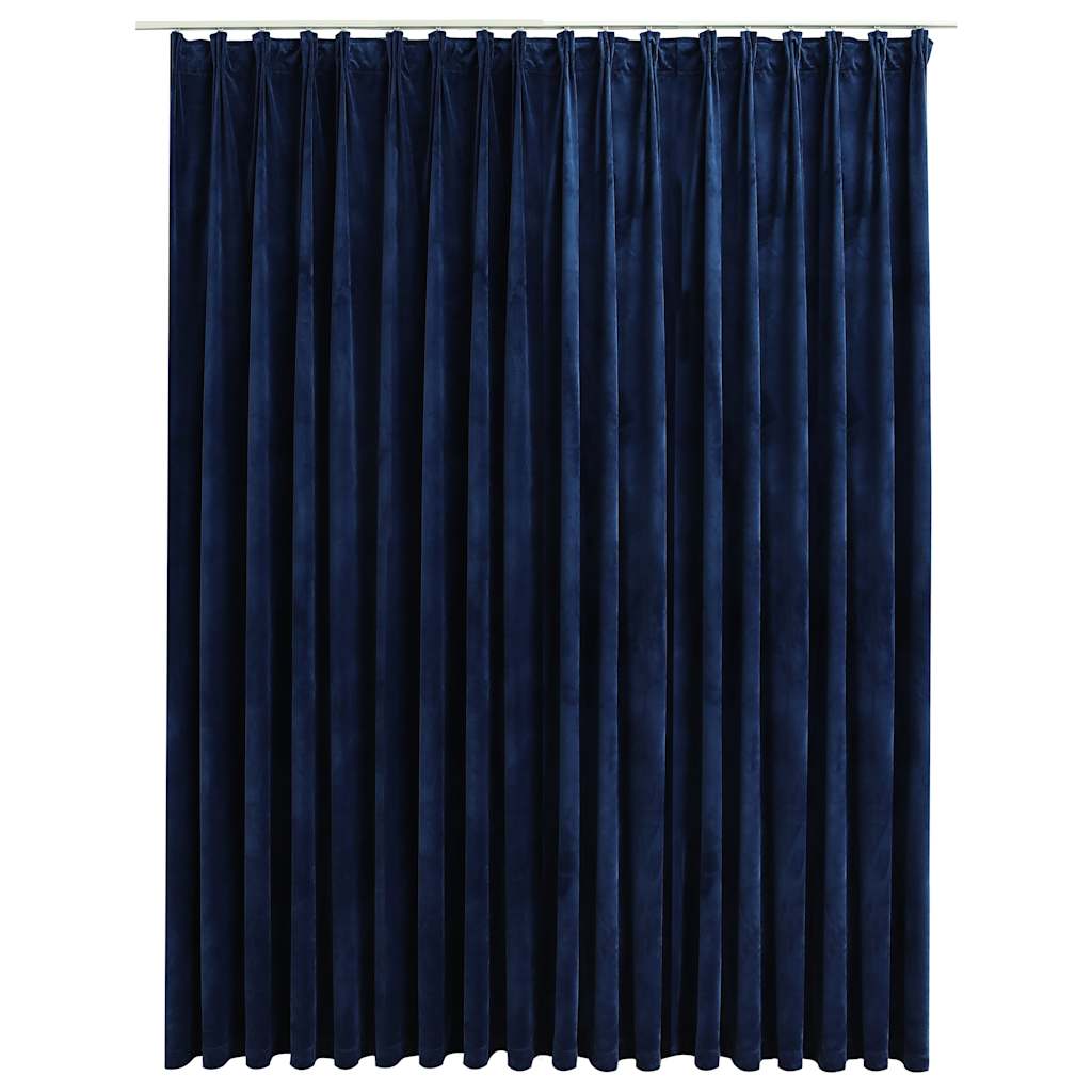 Sötétkék bársony sötétítőfüggöny kampókkal 290 x 245 cm 2