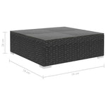 8-részes fekete polyrattan kerti bútorszett párnákkal 13