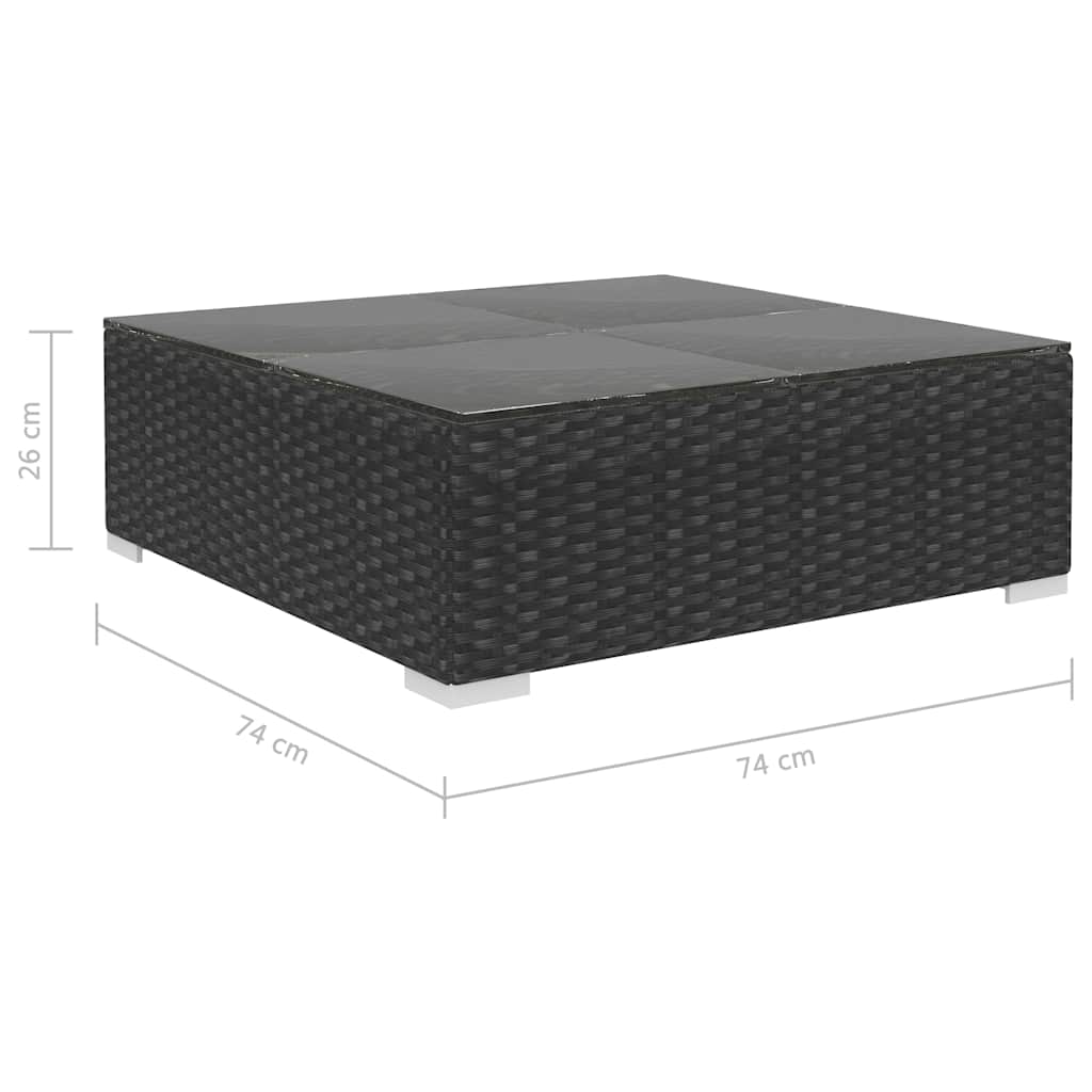 8-részes fekete polyrattan kerti bútorszett párnákkal 13