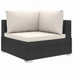 8-részes fekete polyrattan kerti bútorszett párnákkal 5