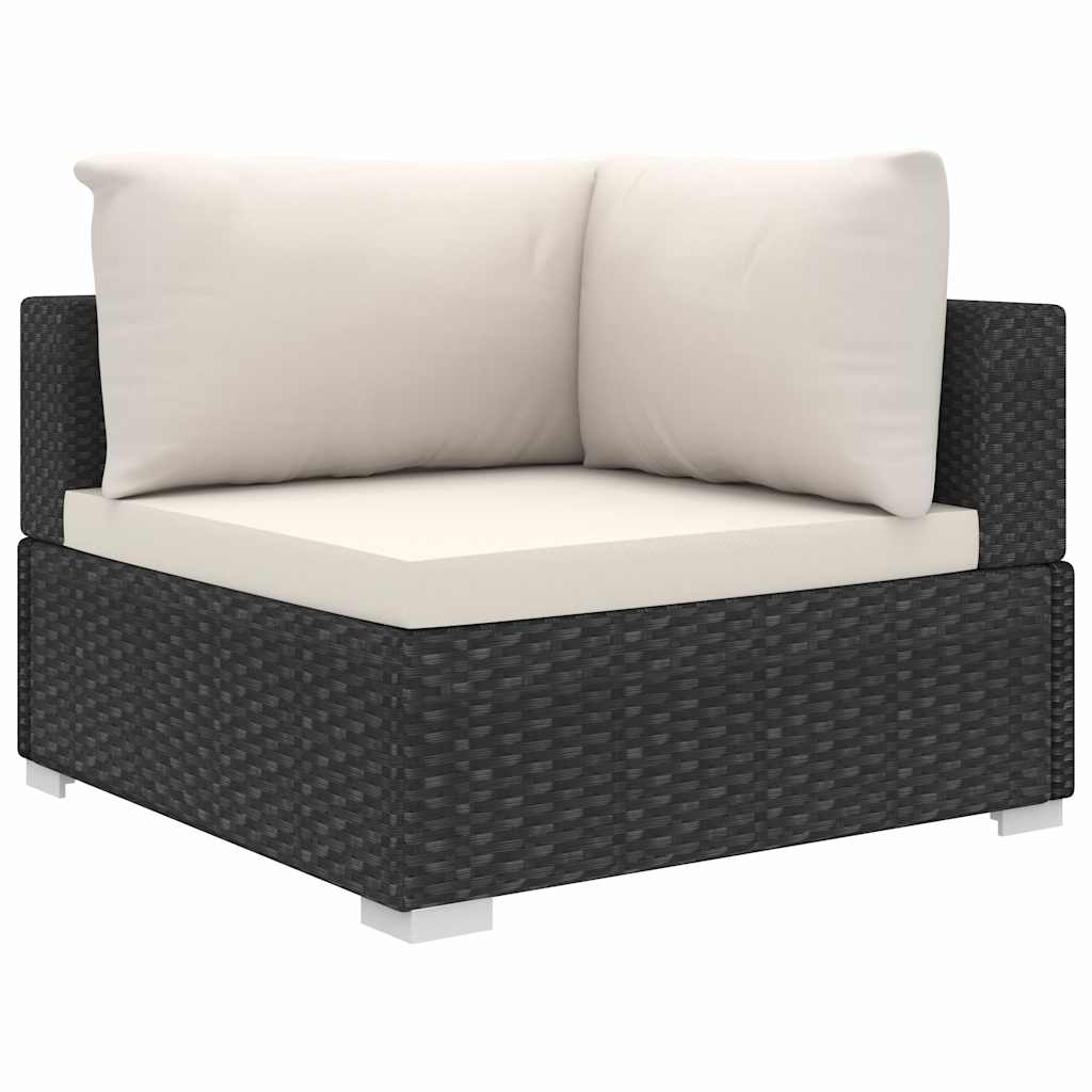 8-részes fekete polyrattan kerti bútorszett párnákkal 5