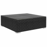 8-részes fekete polyrattan kerti bútorszett párnákkal 8