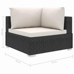 8-részes fekete polyrattan kerti bútorszett párnákkal 10