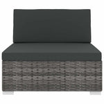 1 db szürke polyrattan moduláris középső kanapé párnákkal 3