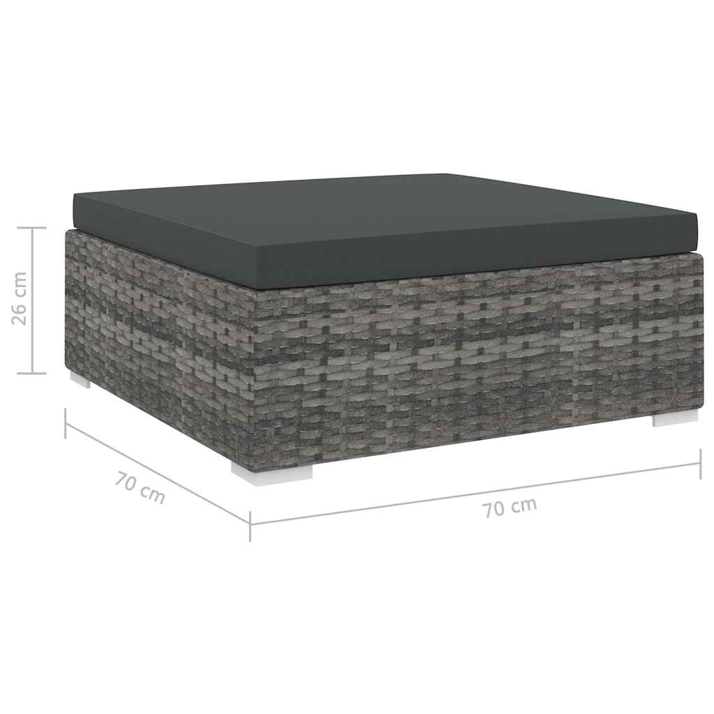 1 db szürke polyrattan moduláris lábtartó párnával 4
