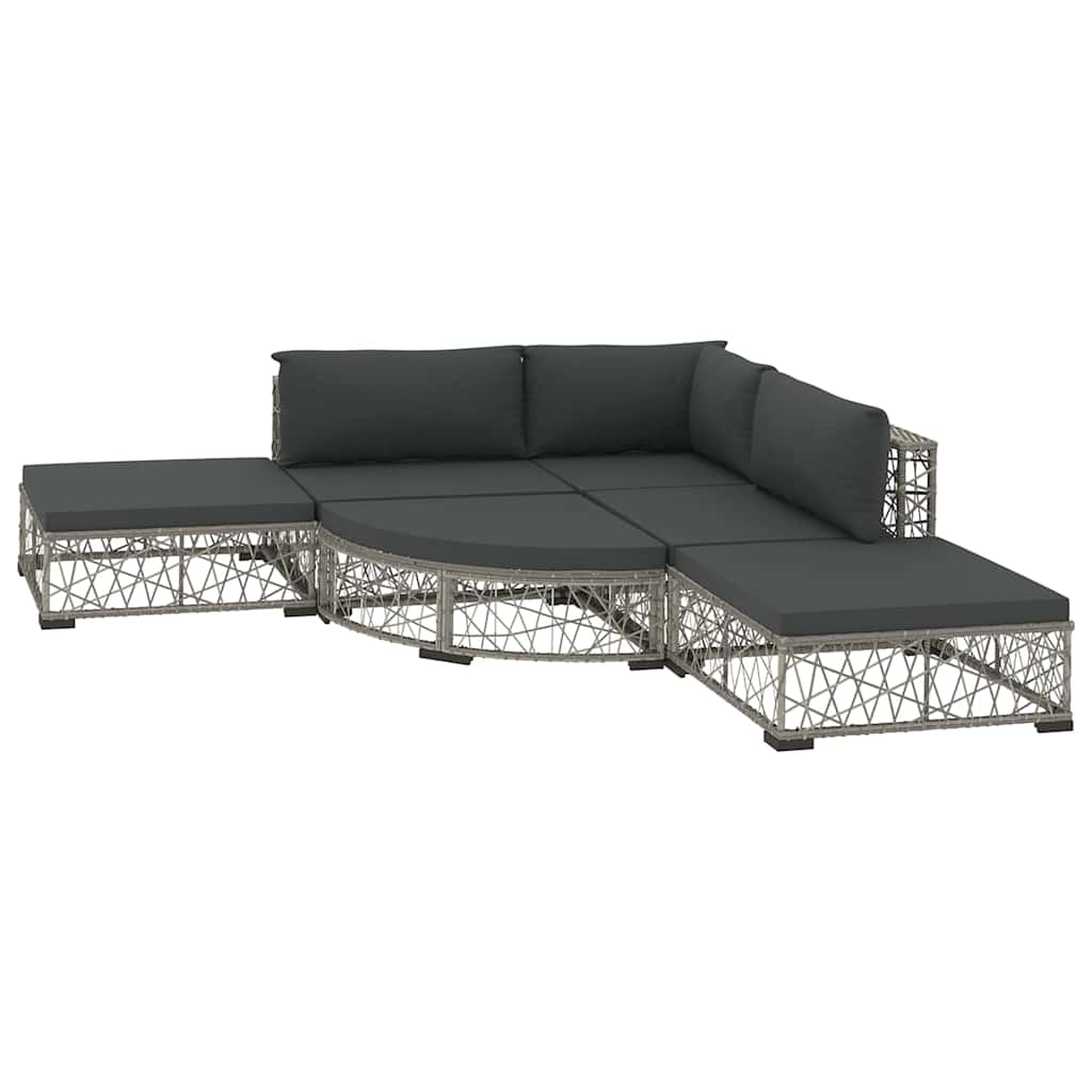 6 részes szürke polyrattan kerti ülőgarnitúra párnákkal 2