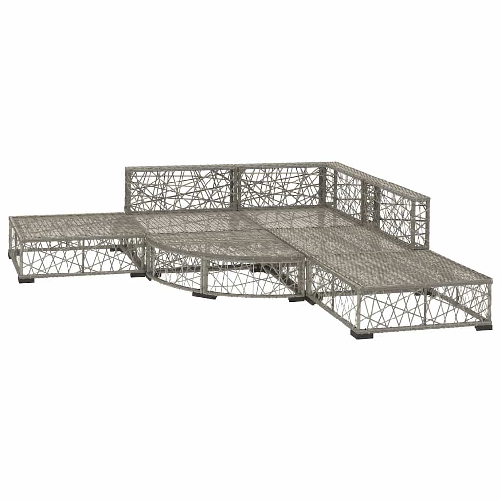 6 részes szürke polyrattan kerti ülőgarnitúra párnákkal 3