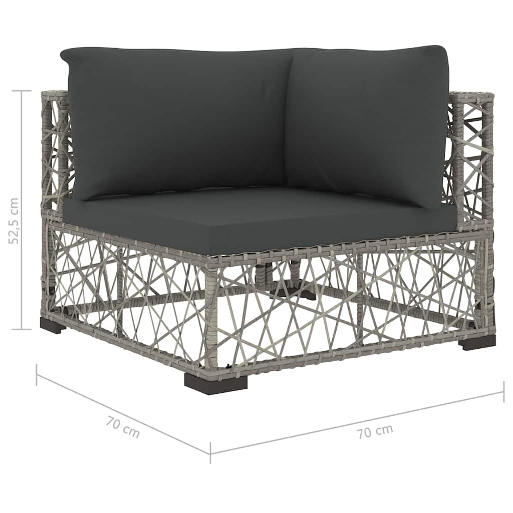 6 részes szürke polyrattan kerti ülőgarnitúra párnákkal 8