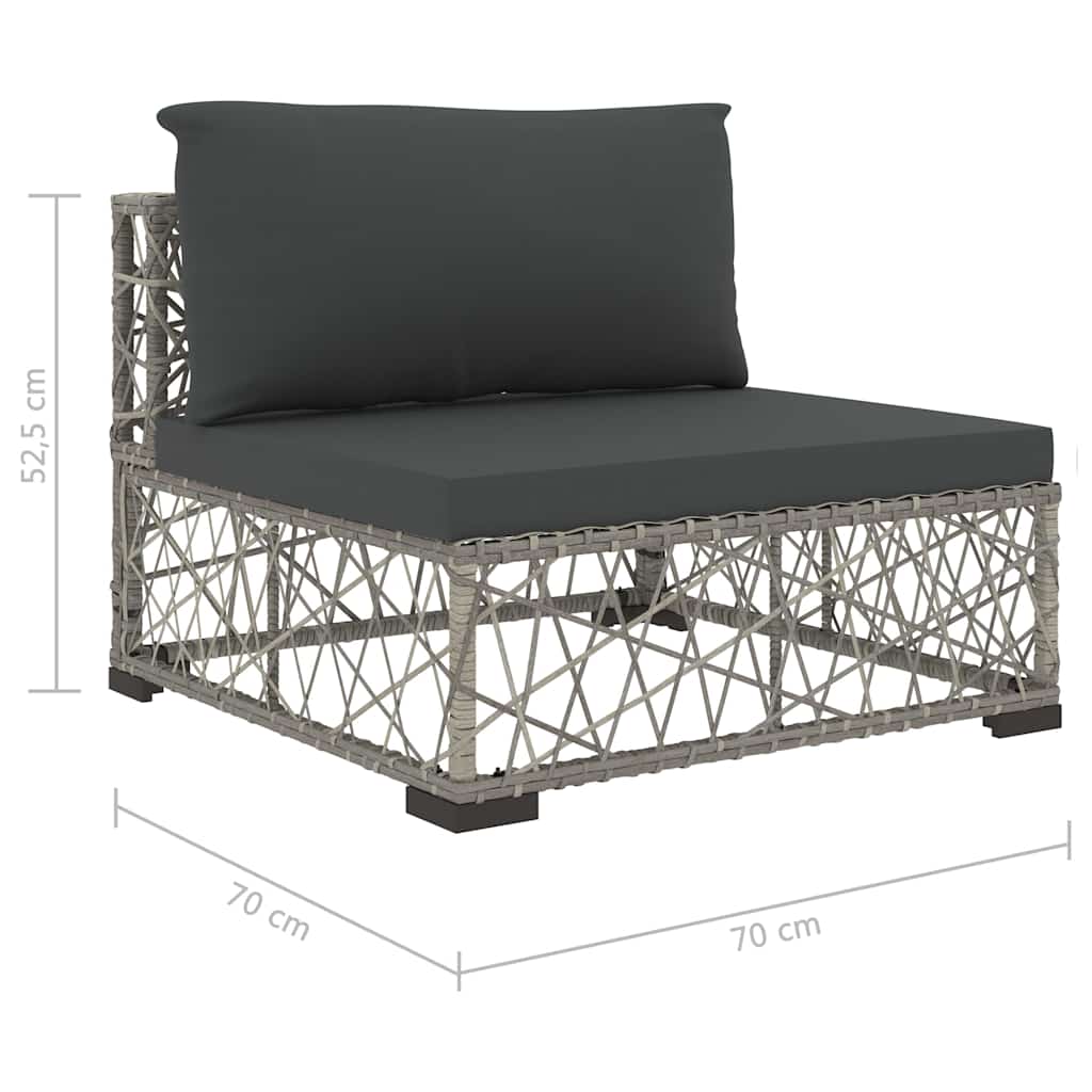 6 részes szürke polyrattan kerti ülőgarnitúra párnákkal 9