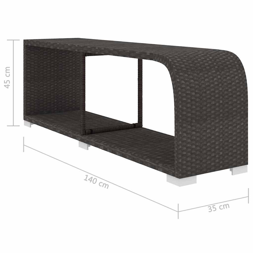 11-részes fekete polyrattan kerti bútorszett párnákkal 12