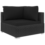 11-részes fekete polyrattan kerti bútorszett párnákkal 4