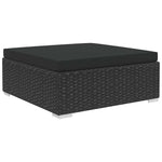 11-részes fekete polyrattan kerti bútorszett párnákkal 6