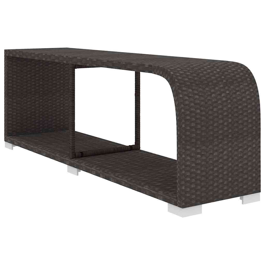 11-részes fekete polyrattan kerti bútorszett párnákkal 7