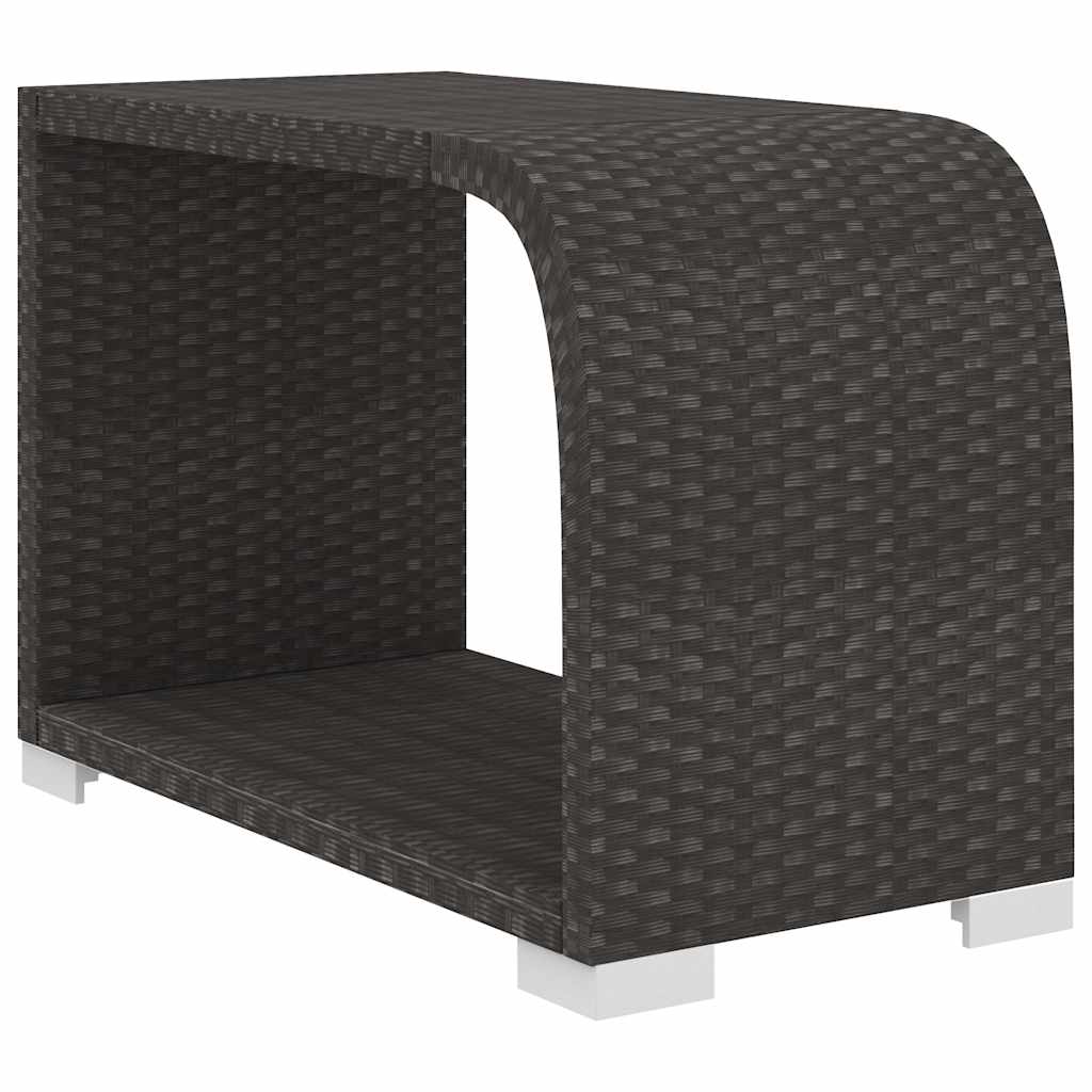 11-részes fekete polyrattan kerti bútorszett párnákkal 8