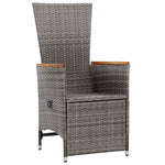 2 db szürke dönthető háttámlás polyrattan kerti szék párnával 3