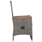 2 db szürke dönthető háttámlás polyrattan kerti szék párnával 5