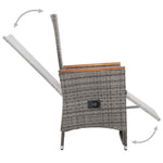 2 db szürke dönthető háttámlás polyrattan kerti szék párnával 6