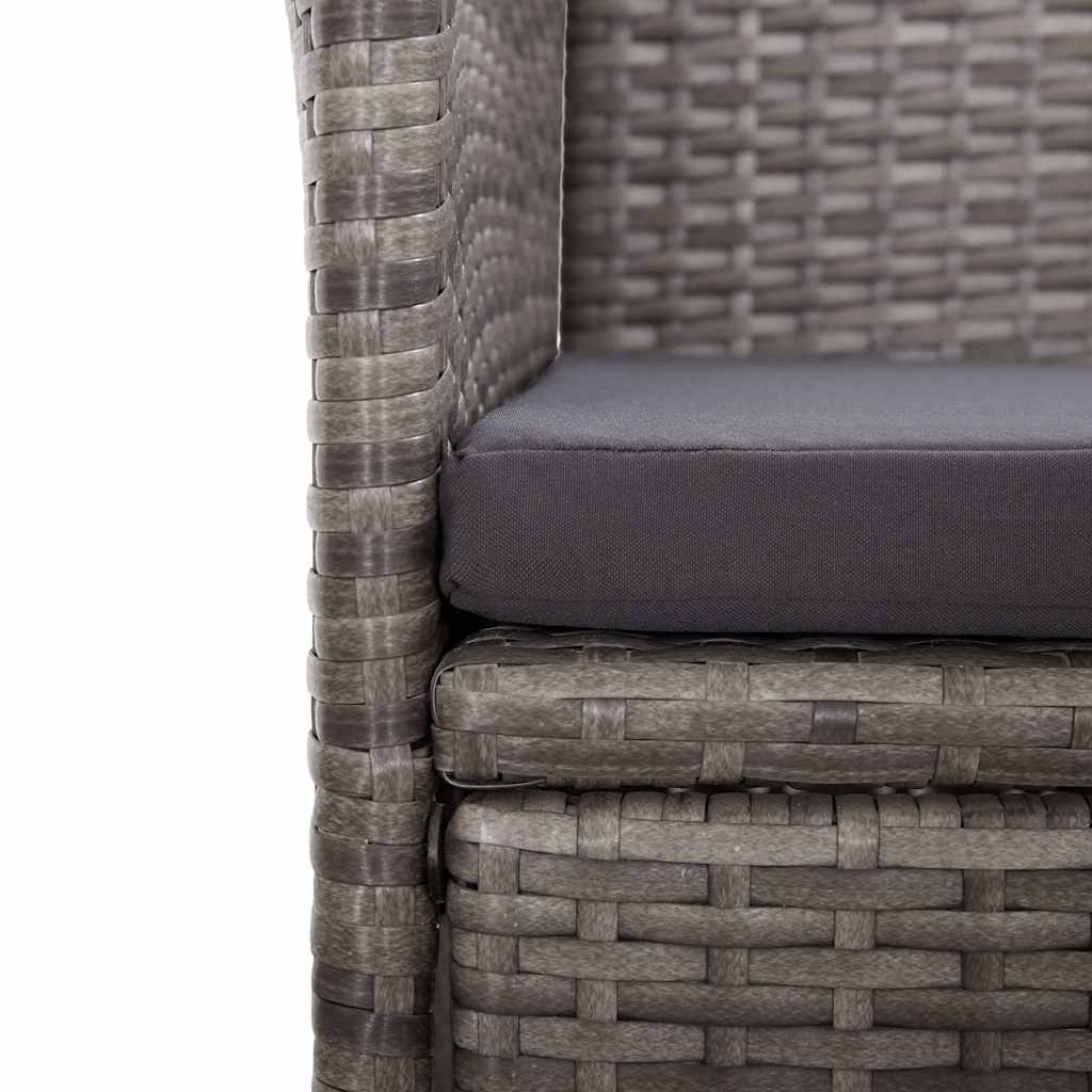 2 db szürke dönthető háttámlás polyrattan kerti szék párnával 8