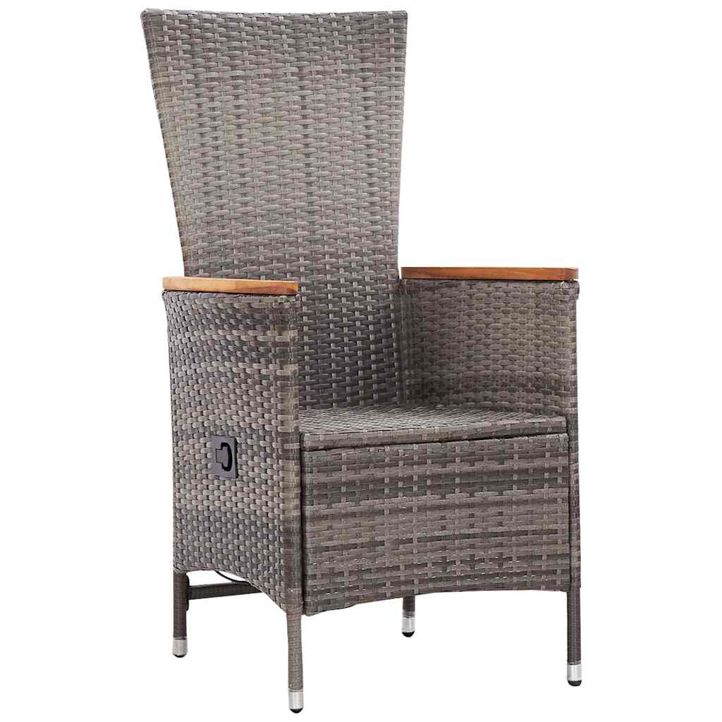 2 db szürke polyrattan kültéri szék párnával 3