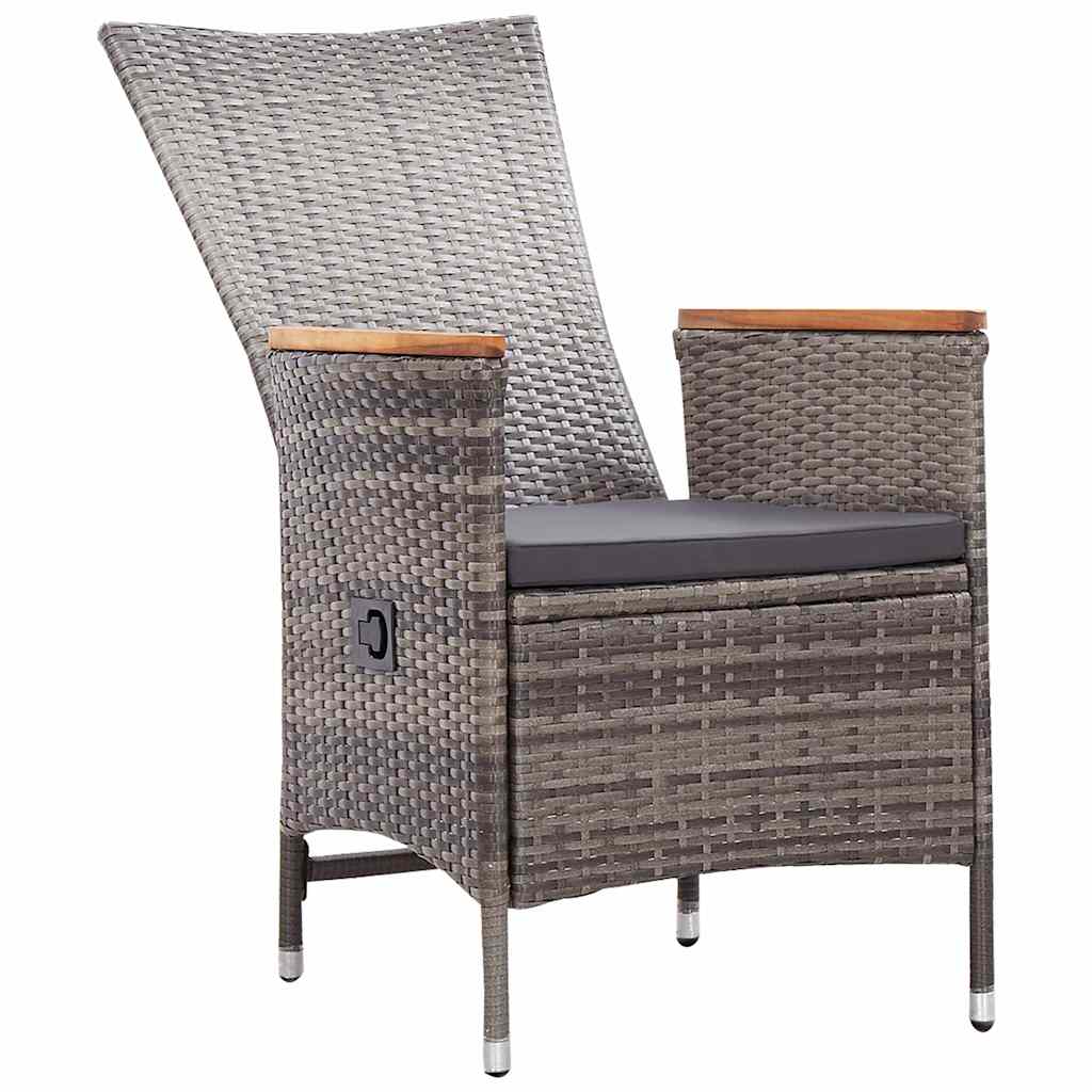 2 db szürke polyrattan kültéri szék párnával 4