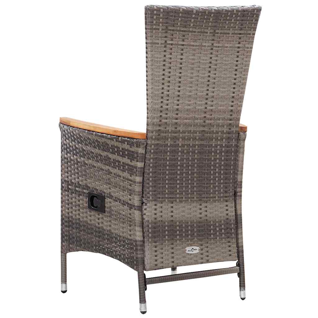 2 db szürke polyrattan kültéri szék párnával 8