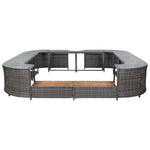 Szürke négyszög alakú polyrattan pezsgőfürdőkeret 268x268x55 cm 2