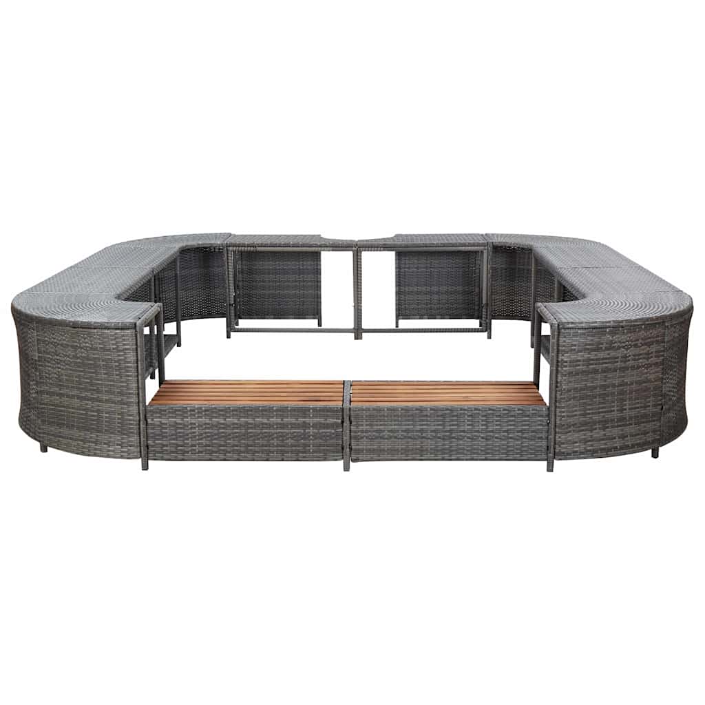 Szürke négyszög alakú polyrattan pezsgőfürdőkeret 268x268x55 cm 2