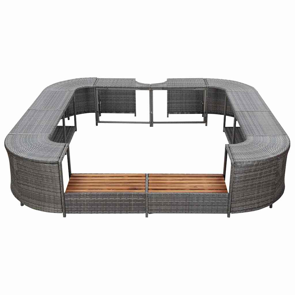 Szürke négyszög alakú polyrattan pezsgőfürdőkeret 268x268x55 cm 3