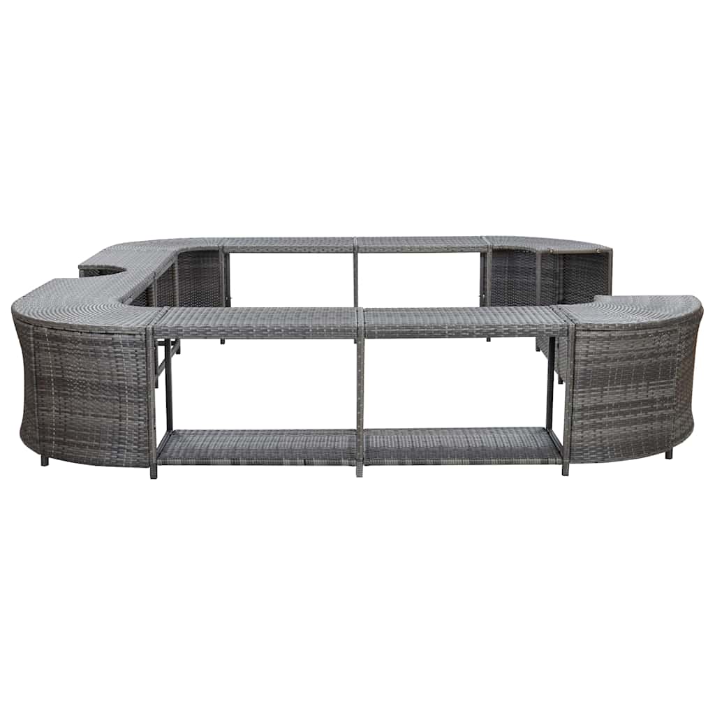 Szürke négyszög alakú polyrattan pezsgőfürdőkeret 268x268x55 cm 4