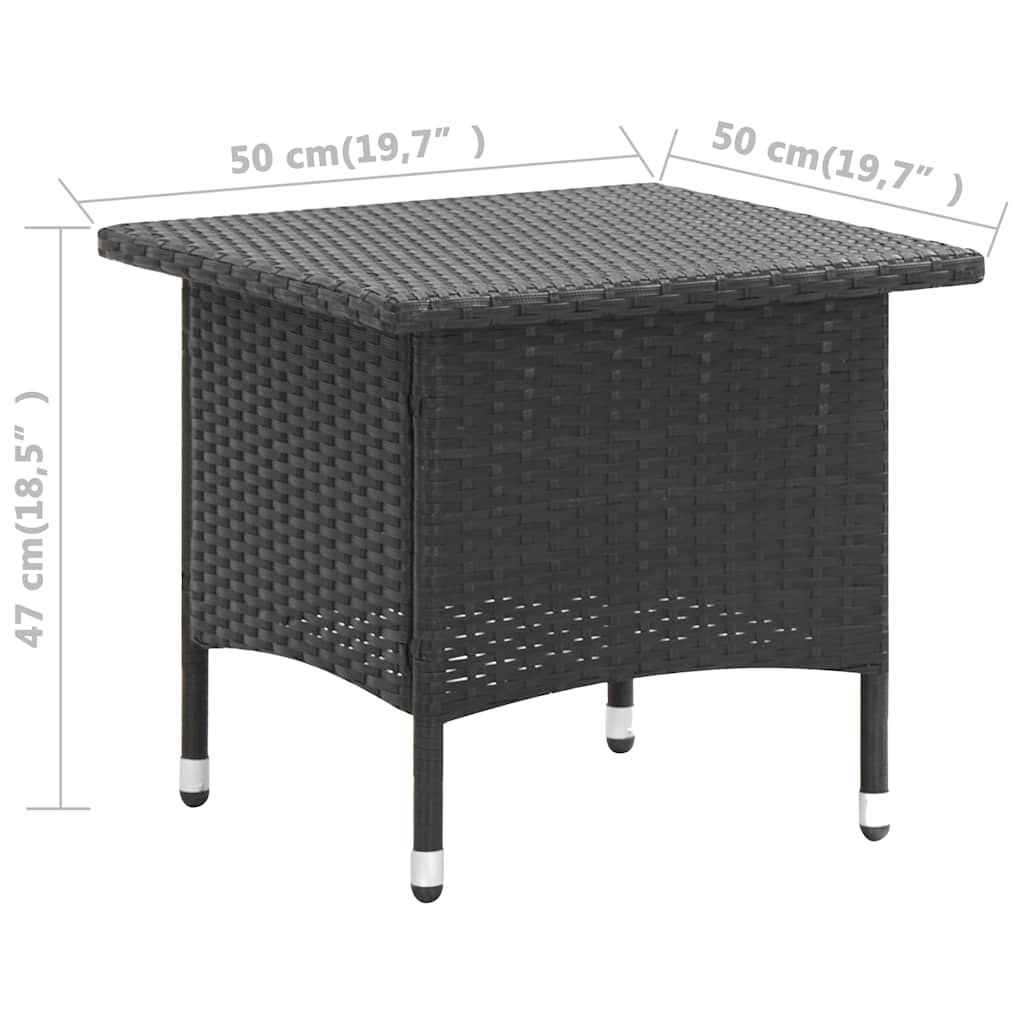 Fekete polyrattan teázóasztal 50 x 50 x 47 cm 5