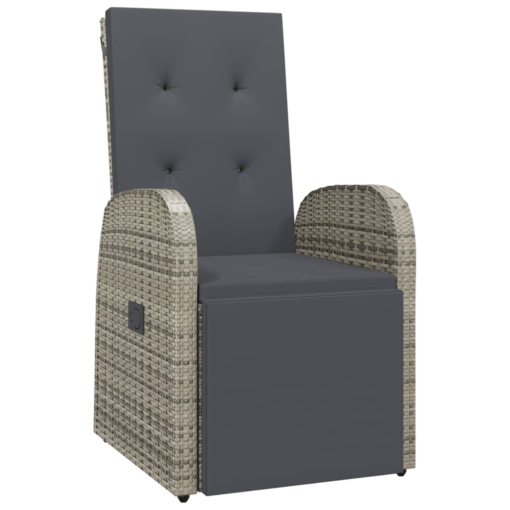 Szürke dönthető háttámlás polyrattan kerti szék párnával 2