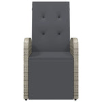 Szürke dönthető háttámlás polyrattan kerti szék párnával 3