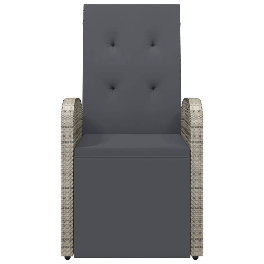 Szürke dönthető háttámlás polyrattan kerti szék párnával 3