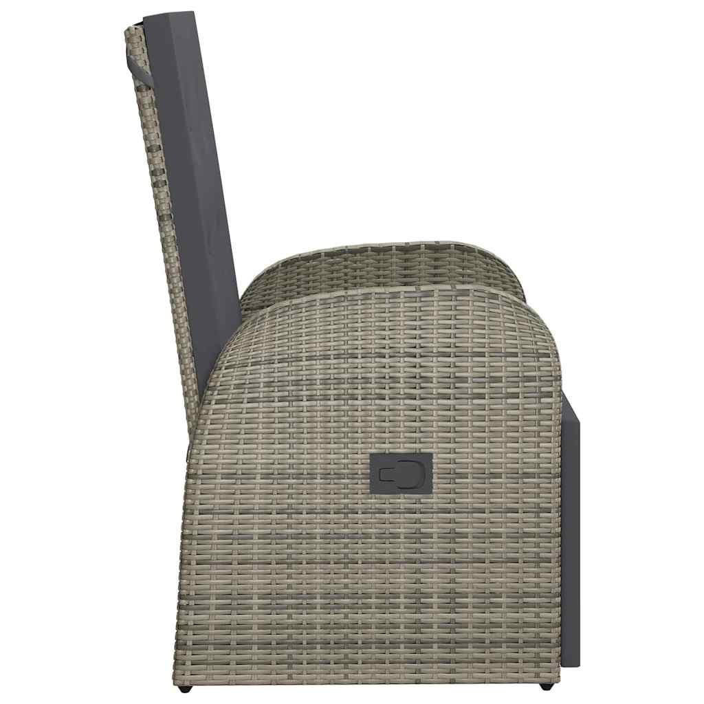 Szürke dönthető háttámlás polyrattan kerti szék párnával 4
