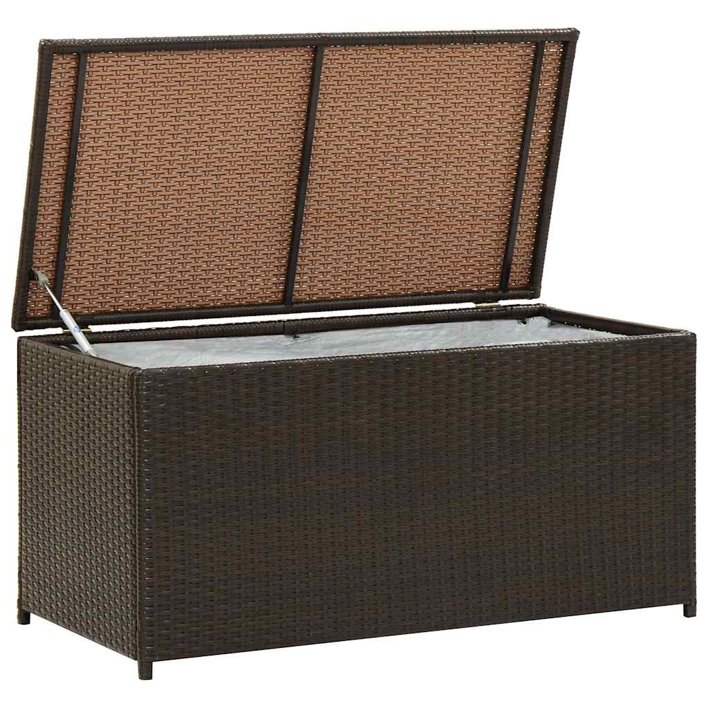 Barna polyrattan kerti tárolóláda 100 x 50 x 50 cm 3