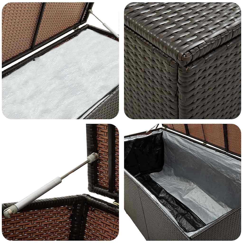 Barna polyrattan kerti tárolóláda 100 x 50 x 50 cm 7