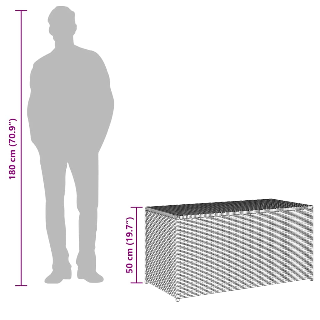 Barna polyrattan kerti tárolóláda 100 x 50 x 50 cm 9