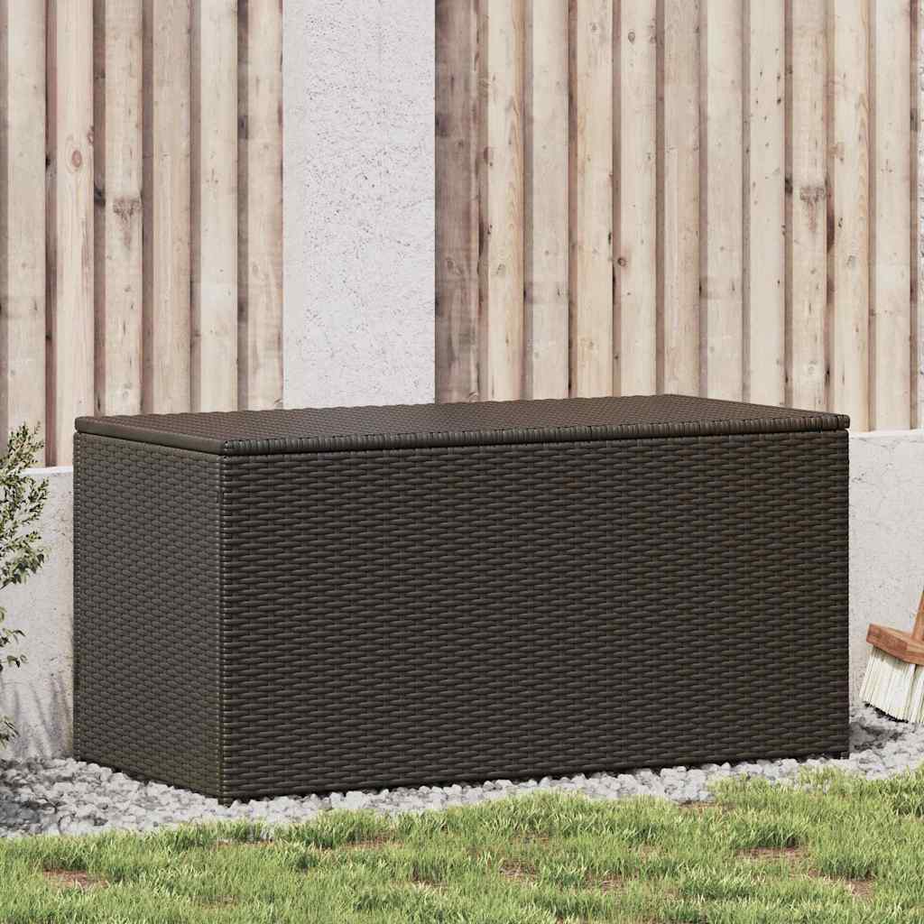 Barna polyrattan kerti tárolóláda 100 x 50 x 50 cm