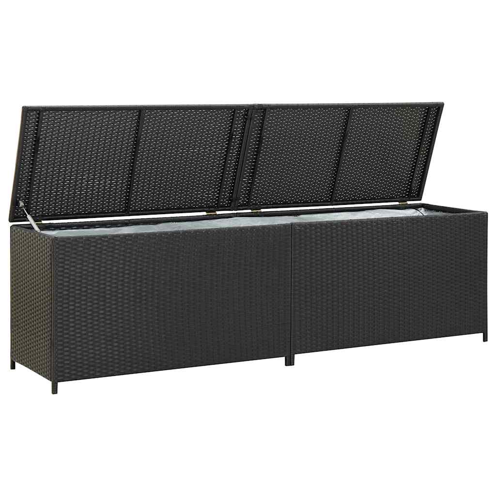 Fekete polyrattan kerti tárolóláda 200 x 50 x 60 cm 3