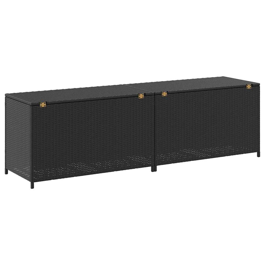 Fekete polyrattan kerti tárolóláda 200 x 50 x 60 cm 6