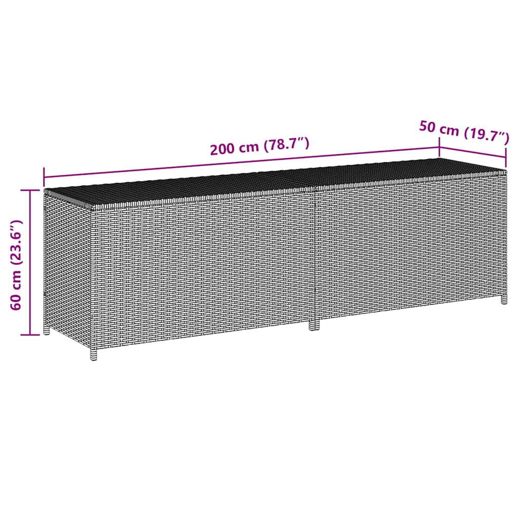 Fekete polyrattan kerti tárolóláda 200 x 50 x 60 cm 8